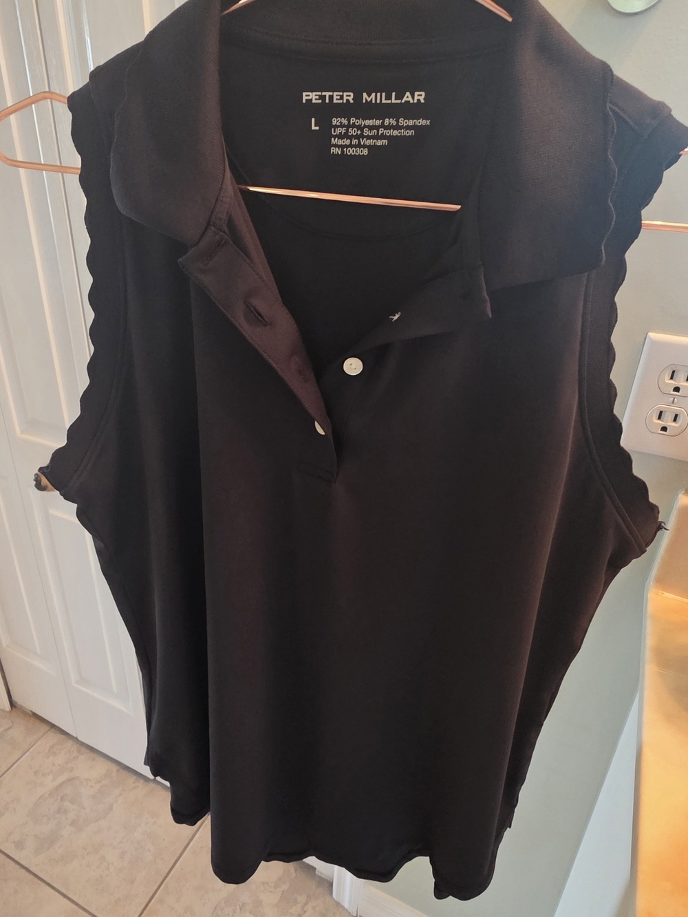 Peter Millar Black Sleeveless Polo Tank